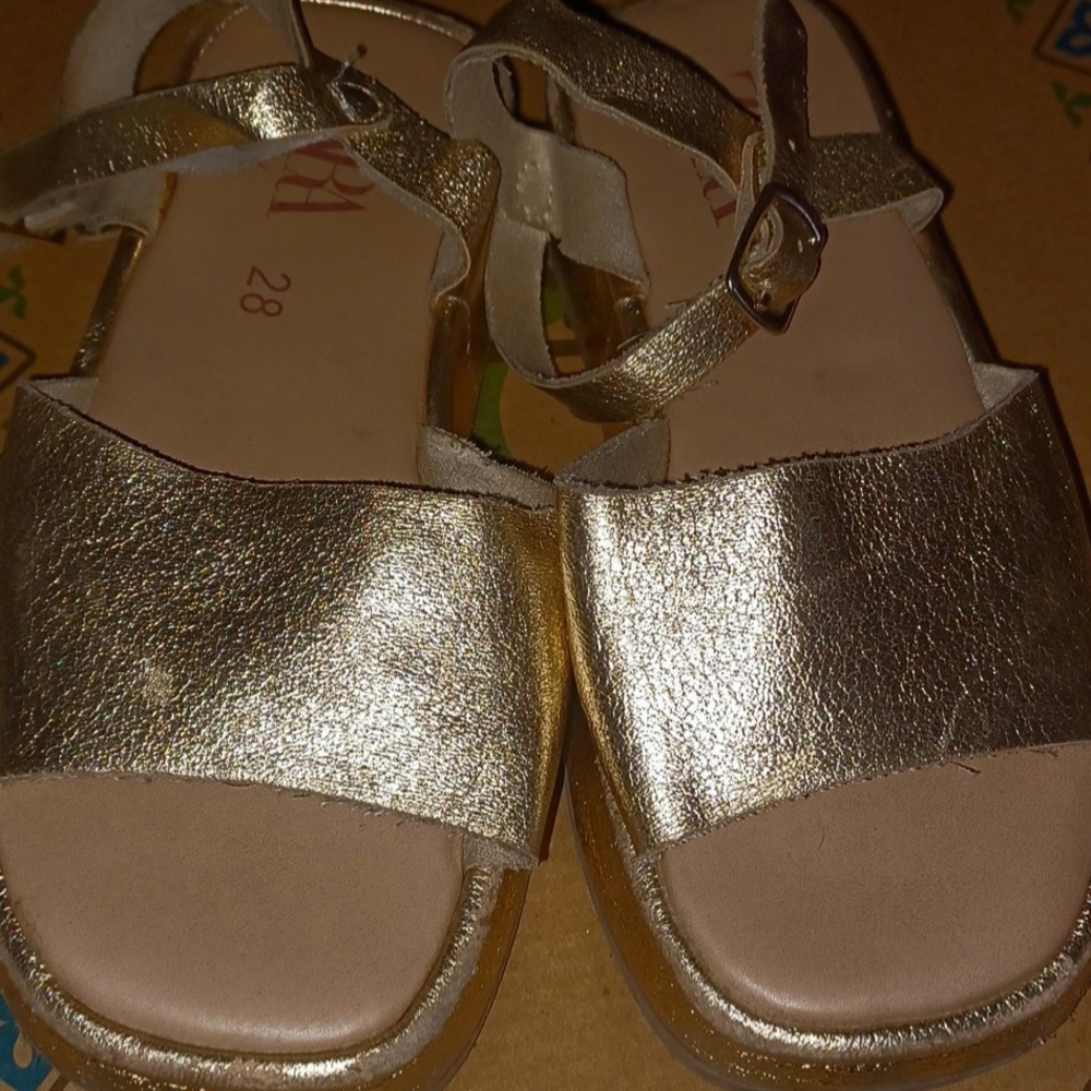 Zara Shiny Gold Kids Sandals